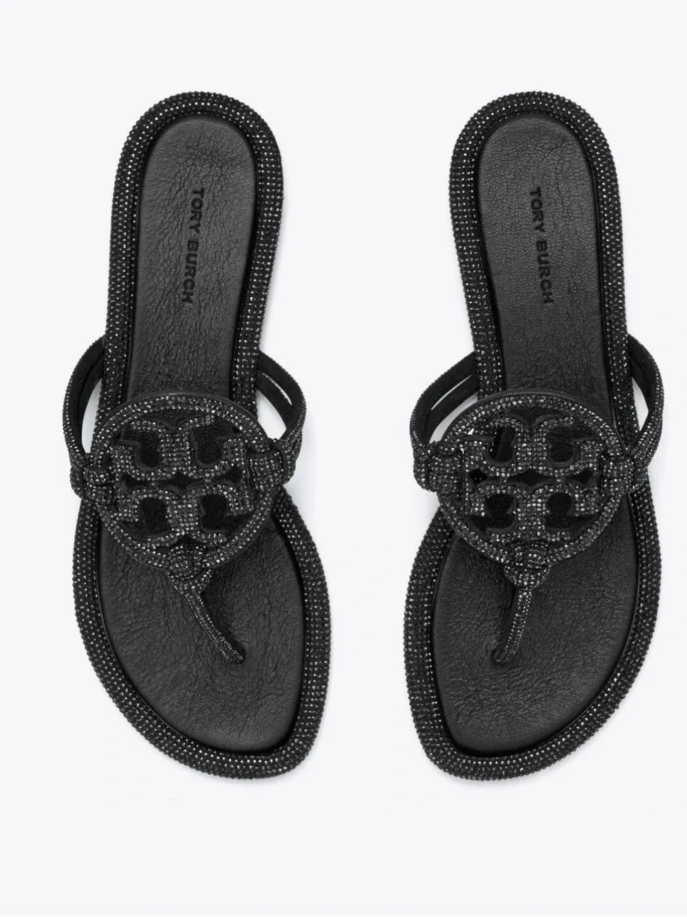 NWT Tory Burch Miller Pavé Crystal Knotted Sandals in Perfect Black Size 8 - Picture 2 of 11